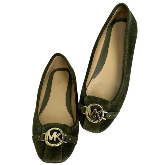 Michael Kors Fulton Olive Green Suede Moc Ballet Flats Size 8.5 - Picture 1 of 9